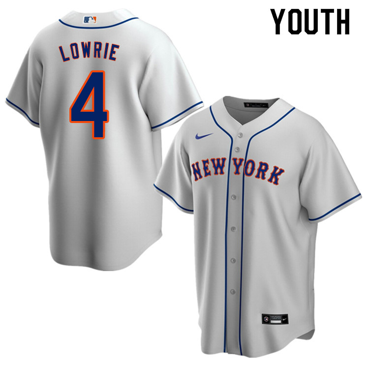 Nike Youth #4 Jed Lowrie New York Mets Baseball Jerseys Sale-Gray